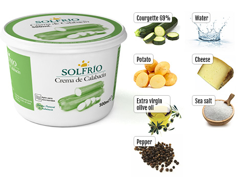 Ingredients of Solfrío creamed courgette