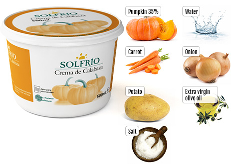 Ingredients of Solfrío creamed pumpkin